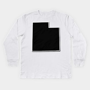 Black Utah Outline Kids Long Sleeve T-Shirt